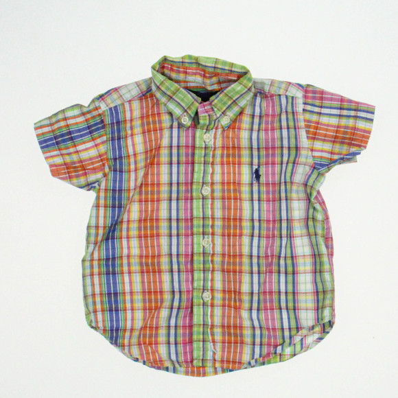 Ralph Lauren Boys Green | Orange | Pink Button Down Short Sleeve size: 18 Months - Picture 1 of 2